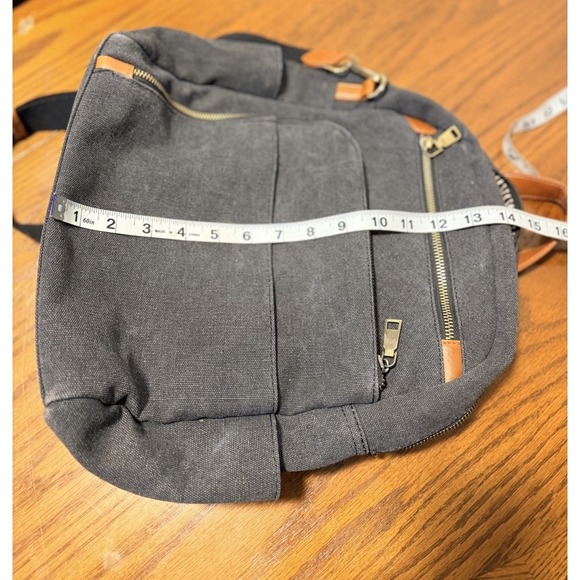 Antik Kraft Willa Canvas Backpack Purse Blue Gray Zippered Pockets Travel - Picture 9 of 9
